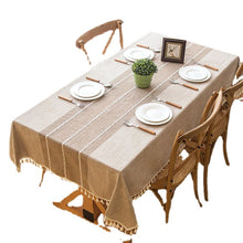 Load image into Gallery viewer, Plaid Decorative Linen Tablecloth With Tassel Waterproof Oilproof Thick Rectangular Wedding Dining Table Cover Tea Table Cloth