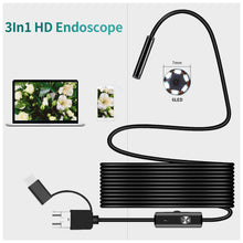 Load image into Gallery viewer, 7MM Android Endoscope 3 in 1 USB/Micro USB/Type-C Borescope Inspection Camera Waterproof for Smartphone with OTG and UVC PC