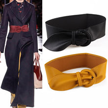Load image into Gallery viewer, Waist Belts Wide Leather Blouse Dresses Buckle Ladies Black Red Yellow Camel Long Belt for Women