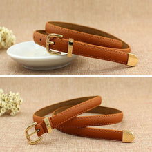 Load image into Gallery viewer, Female Straps Round Circle Leather Belt Waistband Cummerbund For Apparel Candy Color Metal Buckle