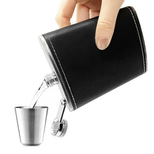 Load image into Gallery viewer, 7oz 8oz Portable Stainless Steel Hip Flask Flagon Whiskey Wine Pot Leather Cover Bottle Funnel Travel Tour Drinkware Wine Cup