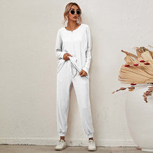 Load image into Gallery viewer, Women's Home Pajamas Set Long Sleeve Round Collar Tops + Trousers Two Piece Sets Ladies Casual Suits