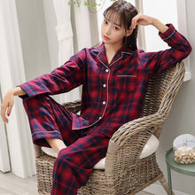 Load image into Gallery viewer, Winter New Full Cotton Pajamas Women Long Sleeve V Lead Lattice Sleepwear