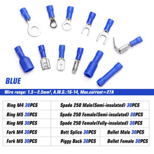 Load image into Gallery viewer, 840PCS Electrical Wire Connectors, Insulated Wire Crimp Terminals, Mixed Butt Ring Fork Spade Bullet Quick Disconnect Assortment