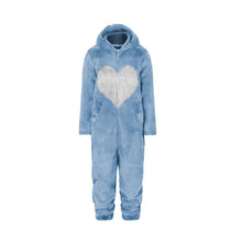 Load image into Gallery viewer, Women Spring Autumn Hooded Jumpsuit Love Print Coat Warm Casual Romper Lady Home Zipper Pajamas
