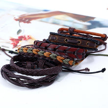 Load image into Gallery viewer, Men's Vintage Weave Cattle Leather Bracelet DIY Six-Piece Combination Multi-Layer Leather Bracelet