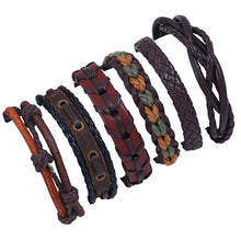 Load image into Gallery viewer, Men's Vintage Weave Cattle Leather Bracelet DIY Six-Piece Combination Multi-Layer Leather Bracelet