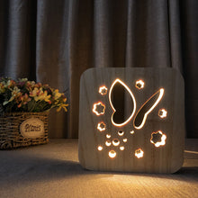 Load image into Gallery viewer, Butterfly Creative Table Lamp Carved Wooden Animals Small Night Lamp Gift Lamp
