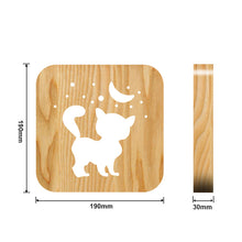 Load image into Gallery viewer, Cute Kitten 3D Lamp Creative Wooden Table Lamp USB Light