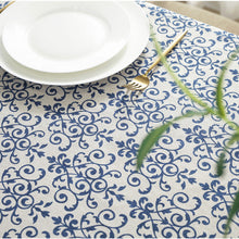 Load image into Gallery viewer, Cotton Linen Tablecloth Tablecloth Blue and White Porcelain Printed Square Tablecloth Lace Restaurant Dust Cover