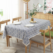 Load image into Gallery viewer, Cotton Linen Tablecloth Tablecloth Blue and White Porcelain Printed Square Tablecloth Lace Restaurant Dust Cover
