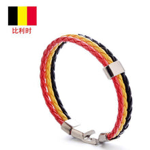 Load image into Gallery viewer, Ornament Woven Flag Flag Color Leather Bracelet Pu Imitation Bracelet World Cup Country Bracelet