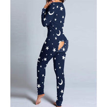 Load image into Gallery viewer, Women Fashion Printed Functional Open Butt Buttoned Romper Casual Long Sleeve Pajamas Jumpsuit Plus Size