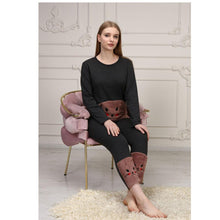 Load image into Gallery viewer, Women's Cat Embroidered Fleece Pajamas Set