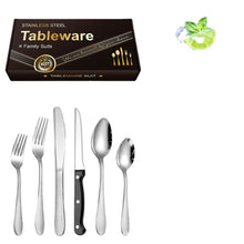 Load image into Gallery viewer, Hammered Stainless Steel Tableware Set Gift Western Tableware Water Cube Knife, Fork and Spoon Steak Knife