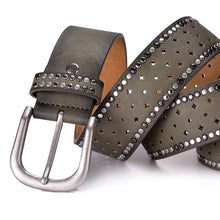 Load image into Gallery viewer, Nail Inlaid Alloy Pin Buckle Pink Belt Fashion Casual with Jeans