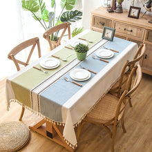 Load image into Gallery viewer, Jacquard Imitation Cotton and Linen Embroidery Tassel Tablecloth Lace Geometry Rectangle Table Cloth