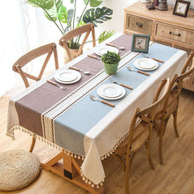 Load image into Gallery viewer, Jacquard Imitation Cotton and Linen Embroidery Tassel Tablecloth Lace Geometry Rectangle Table Cloth