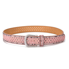 Load image into Gallery viewer, Nail Inlaid Alloy Pin Buckle Pink Belt Fashion Casual with Jeans