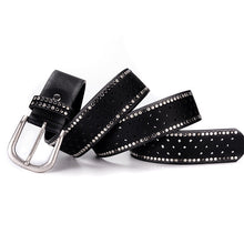 Load image into Gallery viewer, Nail Inlaid Alloy Pin Buckle Pink Belt Fashion Casual with Jeans