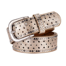 Load image into Gallery viewer, Nail Inlaid Alloy Pin Buckle Pink Belt Fashion Casual with Jeans