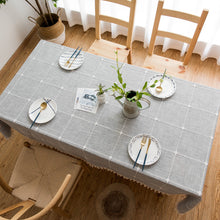 Load image into Gallery viewer, Tassel Cotton Linen Solid Color Square Plaid Dustproof Tablecloth Rectangular Tablecloth