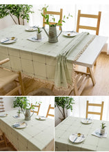 Load image into Gallery viewer, Tassel Cotton Linen Solid Color Square Plaid Dustproof Tablecloth Rectangular Tablecloth