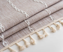 Load image into Gallery viewer, Tassel Embroidered Cotton Linen Tablecloth Cloth Rectangular Table Cloth