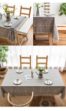 Load image into Gallery viewer, Tassel Cotton Linen Solid Color Square Plaid Dustproof Tablecloth Rectangular Tablecloth