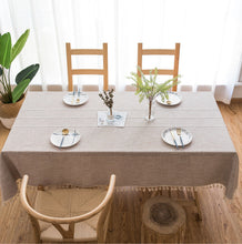 Load image into Gallery viewer, Tassel Embroidered Cotton Linen Tablecloth Cloth Rectangular Table Cloth