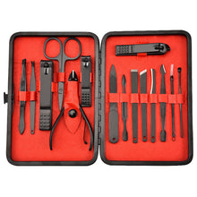 Load image into Gallery viewer, Nail Scissor Set Black 15 Pcs Set Nail Clippers Set Manicure Manicure Tools