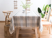 Load image into Gallery viewer, HG-023-Plaid Tablecloth Black Gray Cotton Linen Dining Table Tablecloth