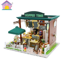 Load image into Gallery viewer, DIY Dollhouse Miniature with Furniture DIY Wooden Building Model Cafe