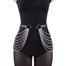 Load image into Gallery viewer, Gothic Punk Women Leather Chain Belt Black Belt Belt Adjustable Full Body Belt Harajuku Dance Belt