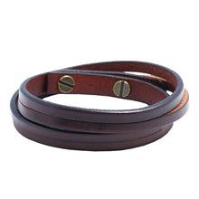 Load image into Gallery viewer, Retro Simple Two Circle Cattle Leather Bracelet Ornament Fashion Wild Punk Rock Leather Bracelet
