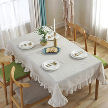 Load image into Gallery viewer, Cotton Linen Tablecloth Simple Lotus Edge Table Cloth Linen Dining Table Cover Cloth
