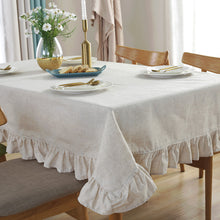 Load image into Gallery viewer, Cotton Linen Tablecloth Simple Lotus Edge Table Cloth Linen Dining Table Cover Cloth