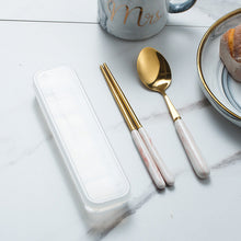 Load image into Gallery viewer, Marbling Tableware Set Stainless Steel Titanium Fork Spoon and Chopsticks Portable Tableware