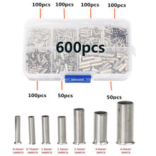 Load image into Gallery viewer, 970pcs Copper Connecting Pipe Wire Joint Small Copper Tube Terminal Cable Lug Bootlace Ferrule Kit With Heat Shrink Tube Plier