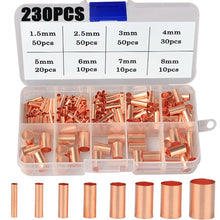 Load image into Gallery viewer, 970pcs Copper Connecting Pipe Wire Joint Small Copper Tube Terminal Cable Lug Bootlace Ferrule Kit With Heat Shrink Tube Plier