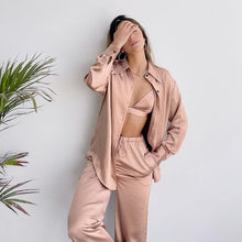 Load image into Gallery viewer, 2023 Autumn New Women Pajama Set 3 Pcs Suit Satin Pajamas