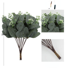 Load image into Gallery viewer, 12PCs Simulation Plant Raw Silk Eucalyptus Leaves DIY Christmas Decoration Home Flower Artificial Flowers