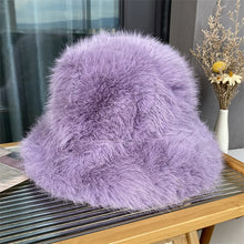 Load image into Gallery viewer, Faux Fur Bucket Hat Hot Warm pink Imitation Fur Fishermen Hats Winter hat women Personality Fishermen Hats for women Plush hat