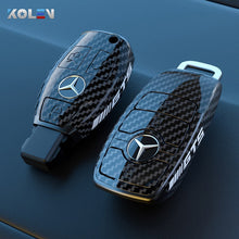 Load image into Gallery viewer, ABS Carbon Fiber Style Car Key Case Cover Shell Fob For Mercedes Benz A B C E S Class W204 W205 W212 W213 W176 GLC CLA AMG W177