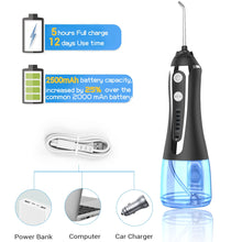 Load image into Gallery viewer, AG portable oral irrigator usb rechargeable water flosser Dental Water Jet 300ML 5Models Water Tank Waterproof Teeth Cleaner 0ral irrigator