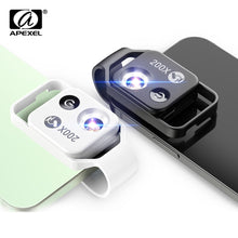 Load image into Gallery viewer, APEXEL 200X digital microscope lens with CPL mobile LED Light guide micro pocket macro lenses for iPhone Samsung all smartphones