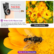 Load image into Gallery viewer, APEXEL Phone Lens kit 0.45x Super Wide Angle & 12.5x Macro Micro Lens HD Camera Lentes for iPhone 6S 7 Xiaomi more cellphones