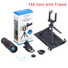 Load image into Gallery viewer, APEXEL Telescope Telephoto Lens 18X Zoom lens with Tripod Monocular Mobile Phone camera Lens for Smartphones lente para celular