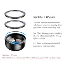 Load image into Gallery viewer, APEXEL camera phone lens 100mm macro lens 4K HD super macro lenses+CPL+star filter for iPhonex xs max Samsung s9 all smartphone