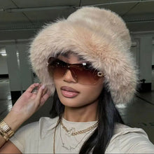 Load image into Gallery viewer, Faux Fur Bucket Hat Hot Warm pink Imitation Fur Fishermen Hats Winter hat women Personality Fishermen Hats for women Plush hat